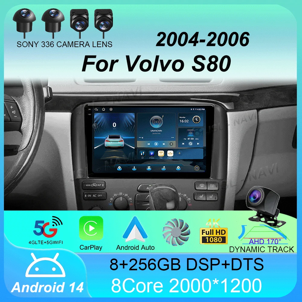 

Автомобильный радиоприемник Android 14 Carplay с экраном 2K, мультимедийный плеер для Volvo S80 2004 2005 2006, 2 din, авторадио, стерео