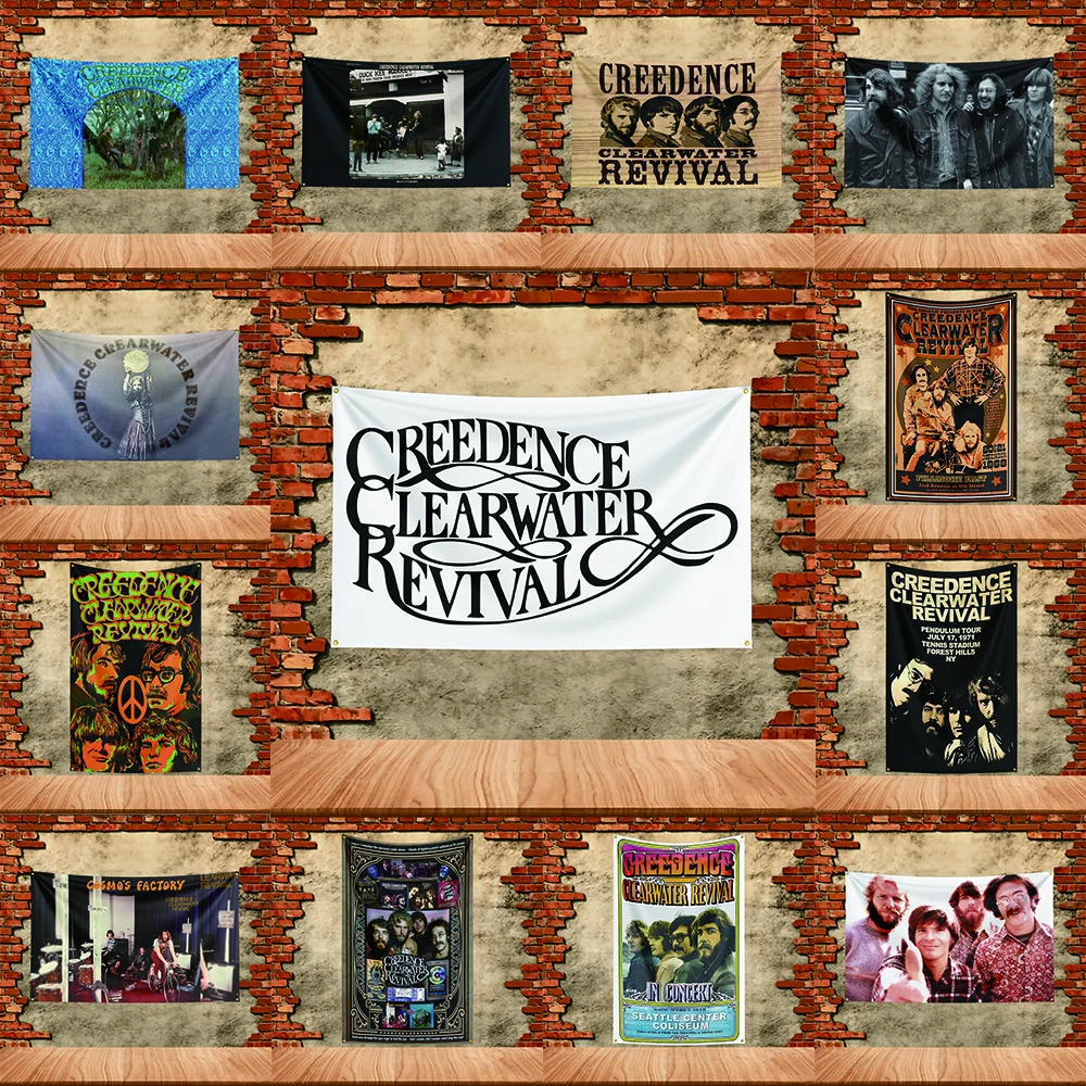 Music Band Flag  for Creedence Fans Banner Custom Image Garage Bedroom Living Room Dorm Wall Hanging Decor Tapestry