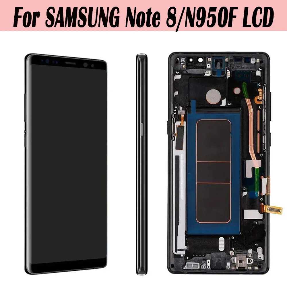 Montaje de digitalizador de Pantalla táctil LCD Super AMOLED para Samsung NOTE8, piezas de reparación de Pantalla, N950F, N950U, N950W, N950