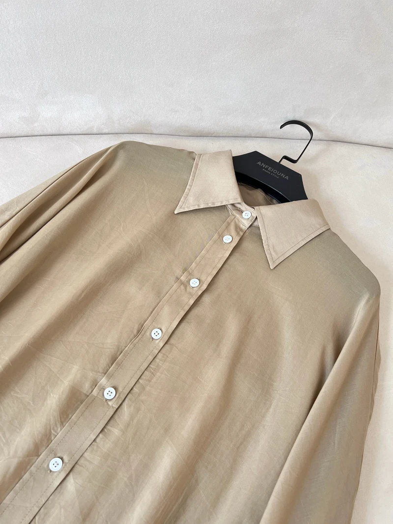 Kanten rand Losvallend Zijdegevoel Enkele knop irt Dames Casual Sle Polyestervezel Lang Sve Normaal Dun