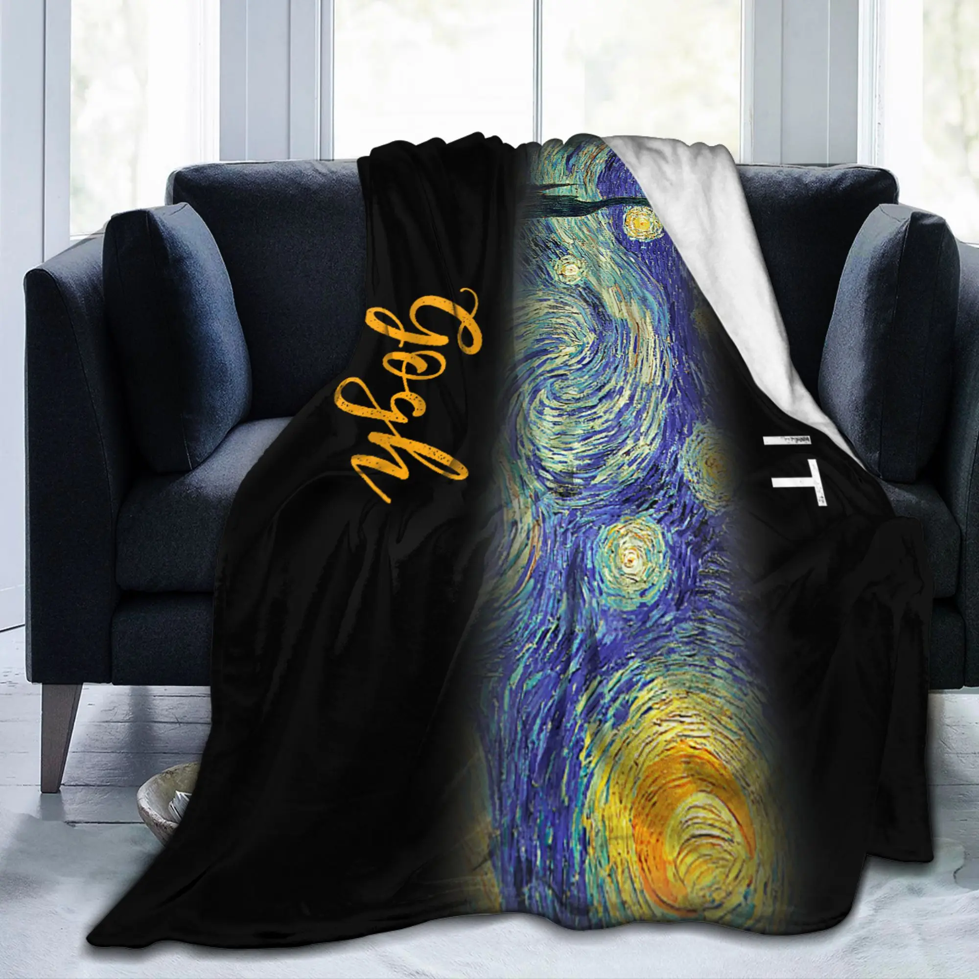 Let it Gogh Funny Vincent Van Gogh Starry Night Blankets Fleece All Season Painting Breathable Super Soft Throw Blankets Home