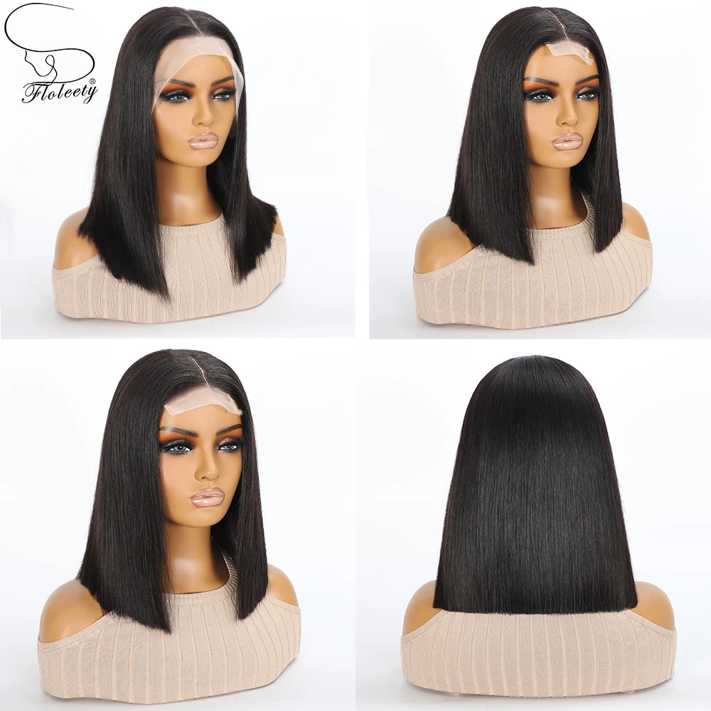 Super Double Drawn Bob Wigs Human Hair 12A Hair 300% 5x5 Lace Straight Short Bob Wig 2x6 Lace Closure13x4 Frontal Wigs For Women