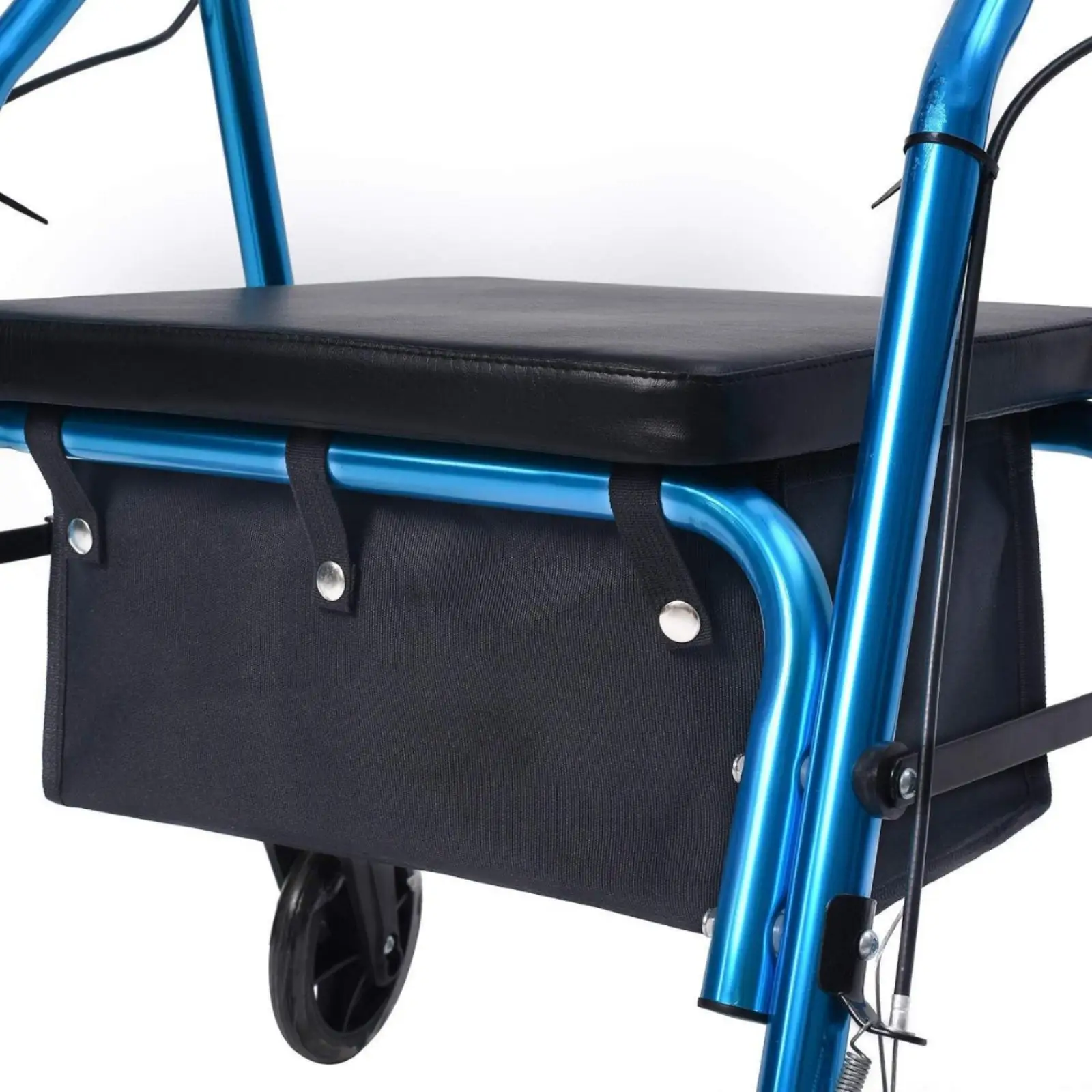 Under Seat Walker Pouch for Rollator Mobility Aid Black Storage Bag with Four Pockets Water Resistant for Travel Tasks