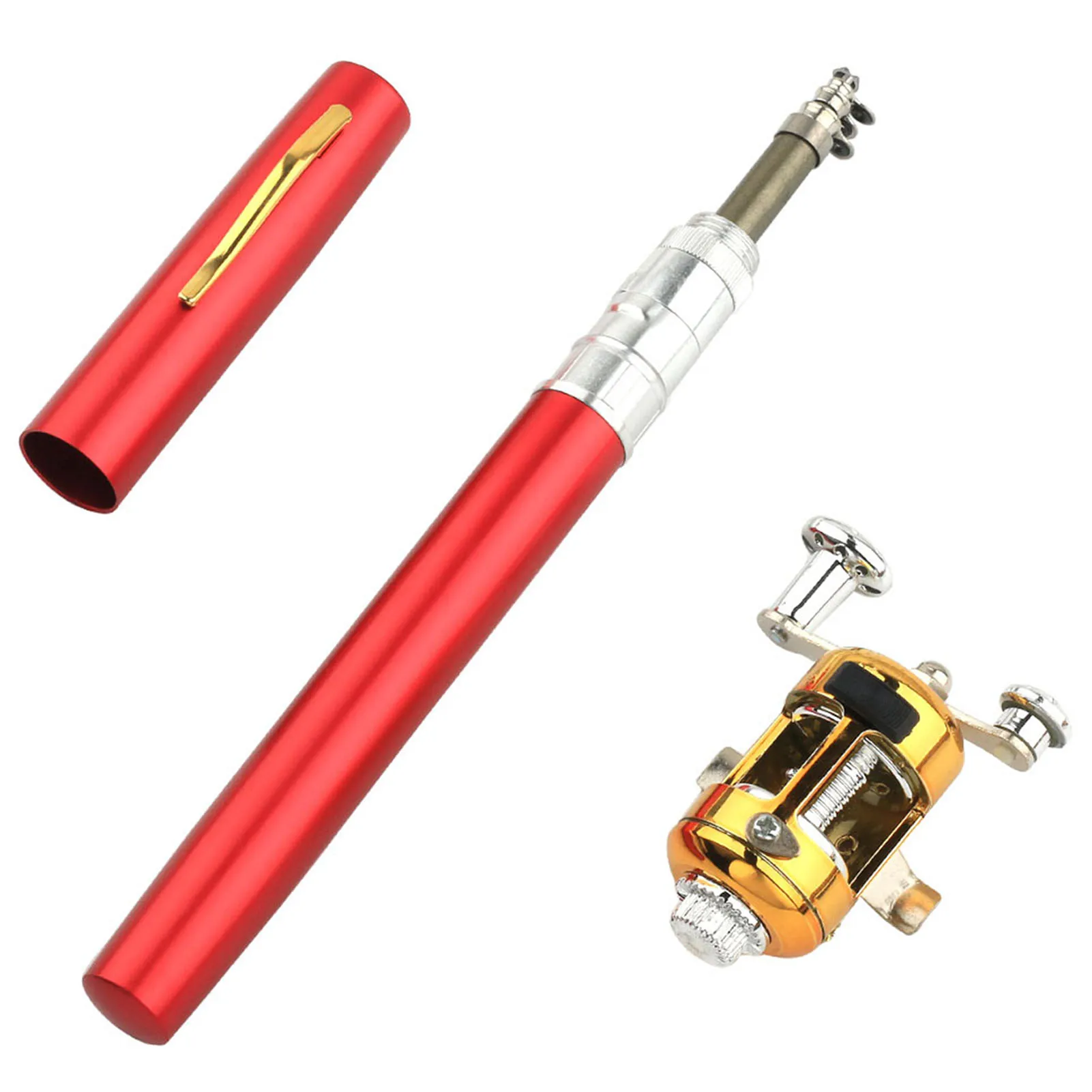 Portable Mini Pen Fishing Rod Mini Telescopic Pocket Pen Fishing Rod Pole and Reel Gift for Husband Father