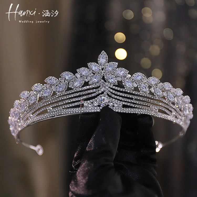 

CC Luxury Crown Women Accessories Wedding Hairwear Bridal Headpiece Engagement Hairbands 100% Handmade Crystal Tiaras Gift FO002