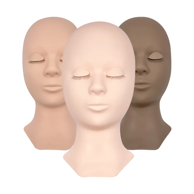 Eyelash Extension Training Practice Head Flat Soft Realistic Mannequin Model Head With Layered Lashes