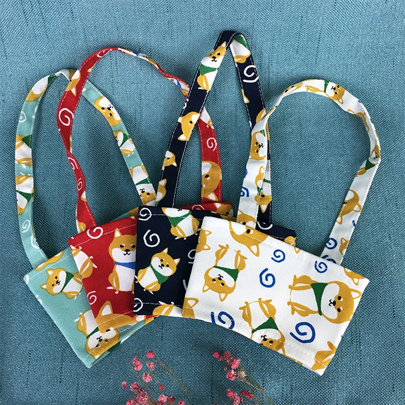 

Милый хлопковый чехол для кофейной кружки, портативная сумка для напитков, холщовый держатель для стакана, экологичный держатель для напитков для всех