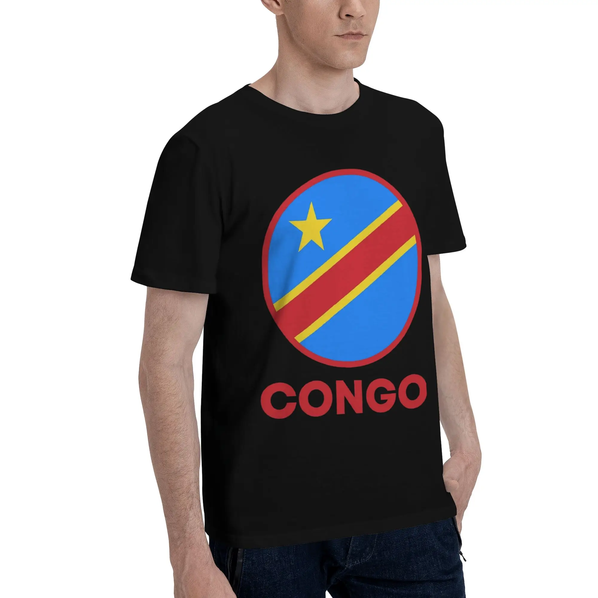 Men Women Print Republic Of Congo Congolese Flag  Tee T Shirt 100% Cotton  T-shirts Clothes
