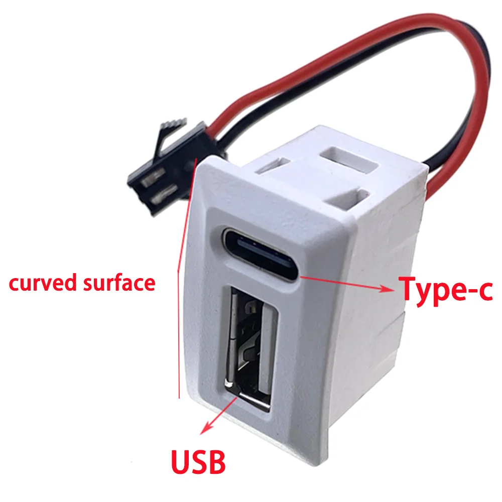 13pcs USB Female Base Type-C Double-Layer Socket USB A Female Lamp Charging Socket Power Socket with Cable Connector