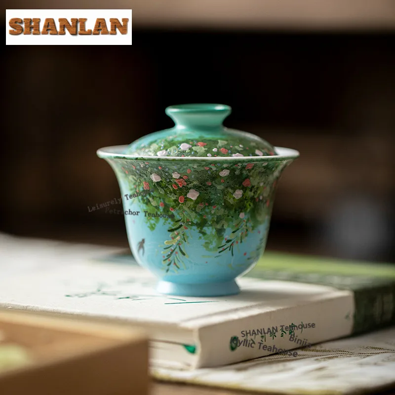 110ml Greasepaint Wicker Swallow Gaiwan Vintage Tea Tureen Tea Bowl With Lid Kit Tea Making Cover Bowl Tea Ceremony Collection