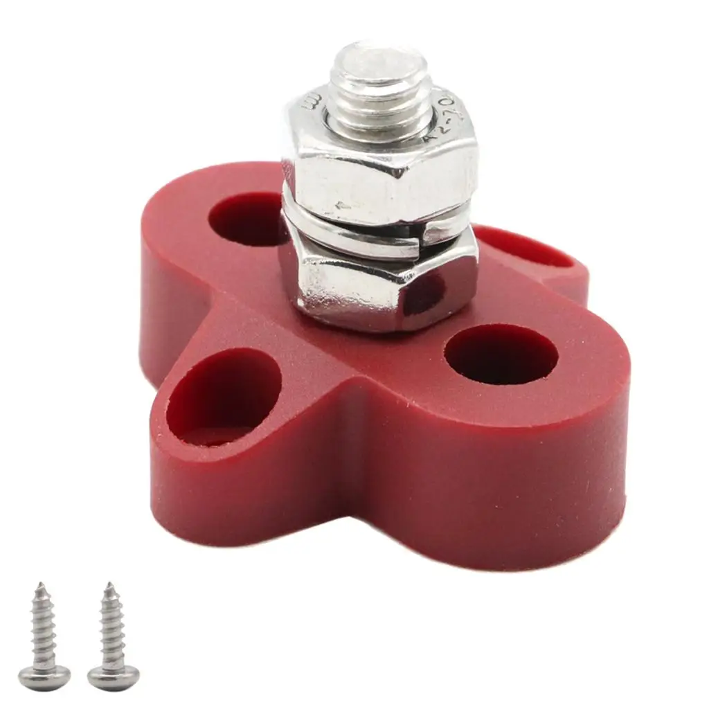 5/16'' DC 48V Single Stud Battery  Insulated Stainless Steel Stud Junction Post, Car Electronics (Red)