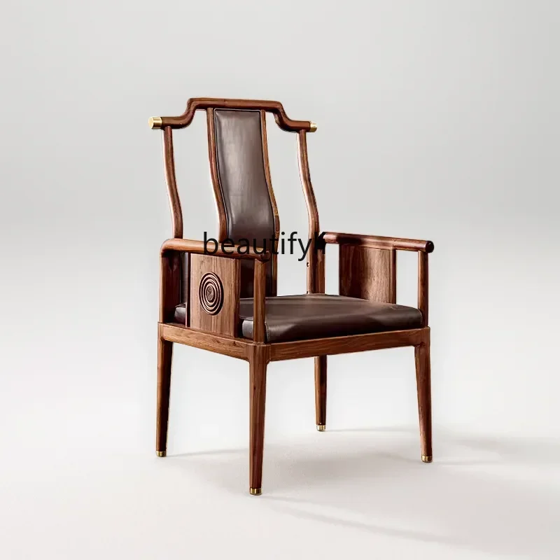 

SS New Chinese style master chair solid wood backrest armchair boss office desk tea table official hat chair