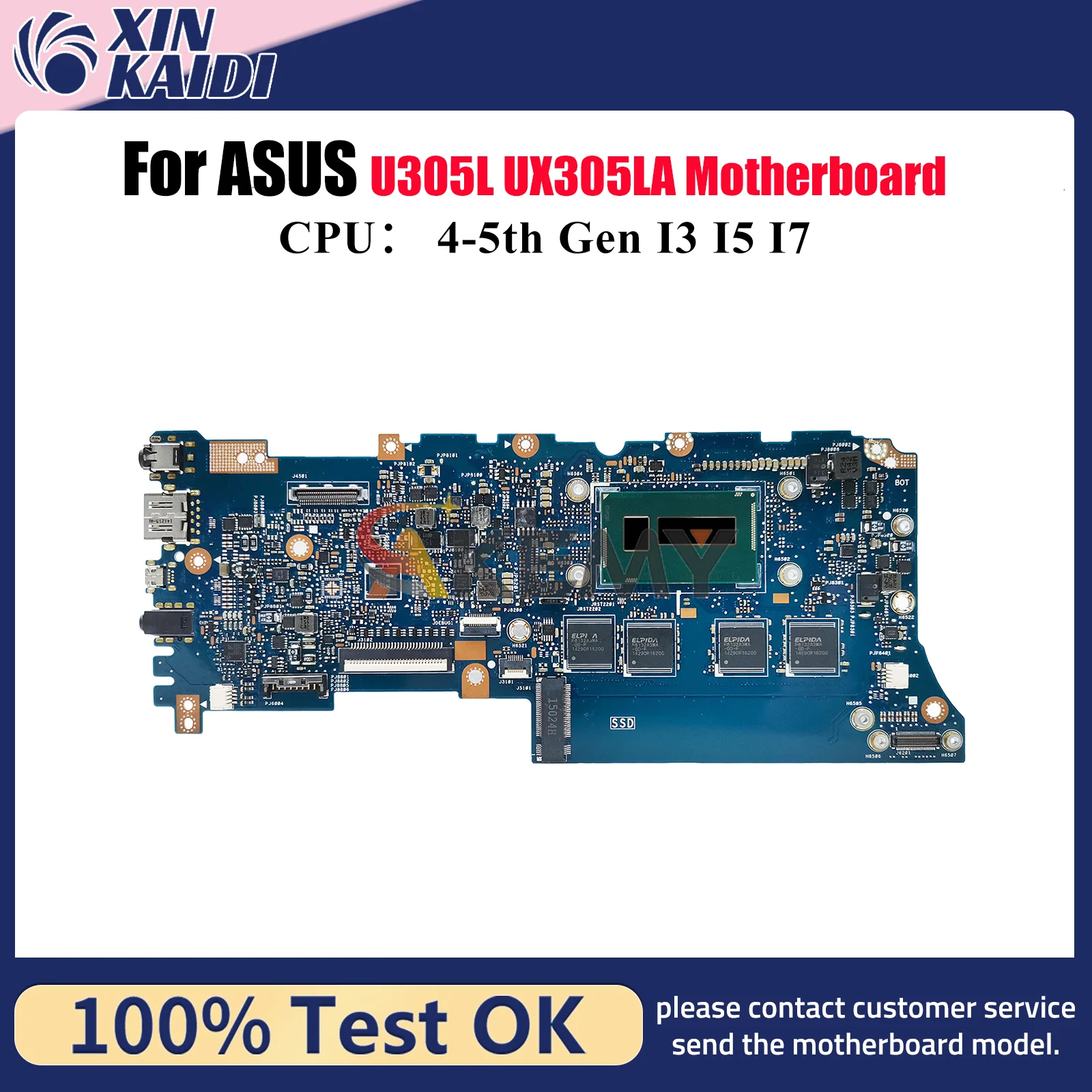 

UX305LA Материнская плата для ноутбука ASUS ZenBook U305L UX305L UX305LA Материнская плата для ноутбука с процессором I3 I5 I7 100% тестирование ОК быстрая доставка