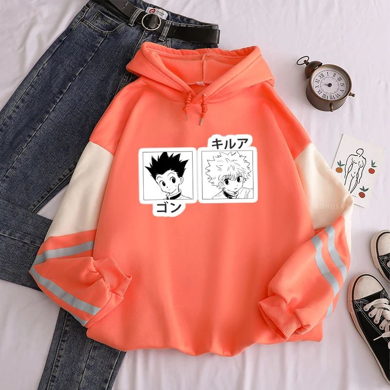 Japanese Anime Hunter X Hunter Patchwork Sweatshirts Men Women Funny Cartoon Killua Zoldyck GON·FREECSS Winter Oversized Hoodies