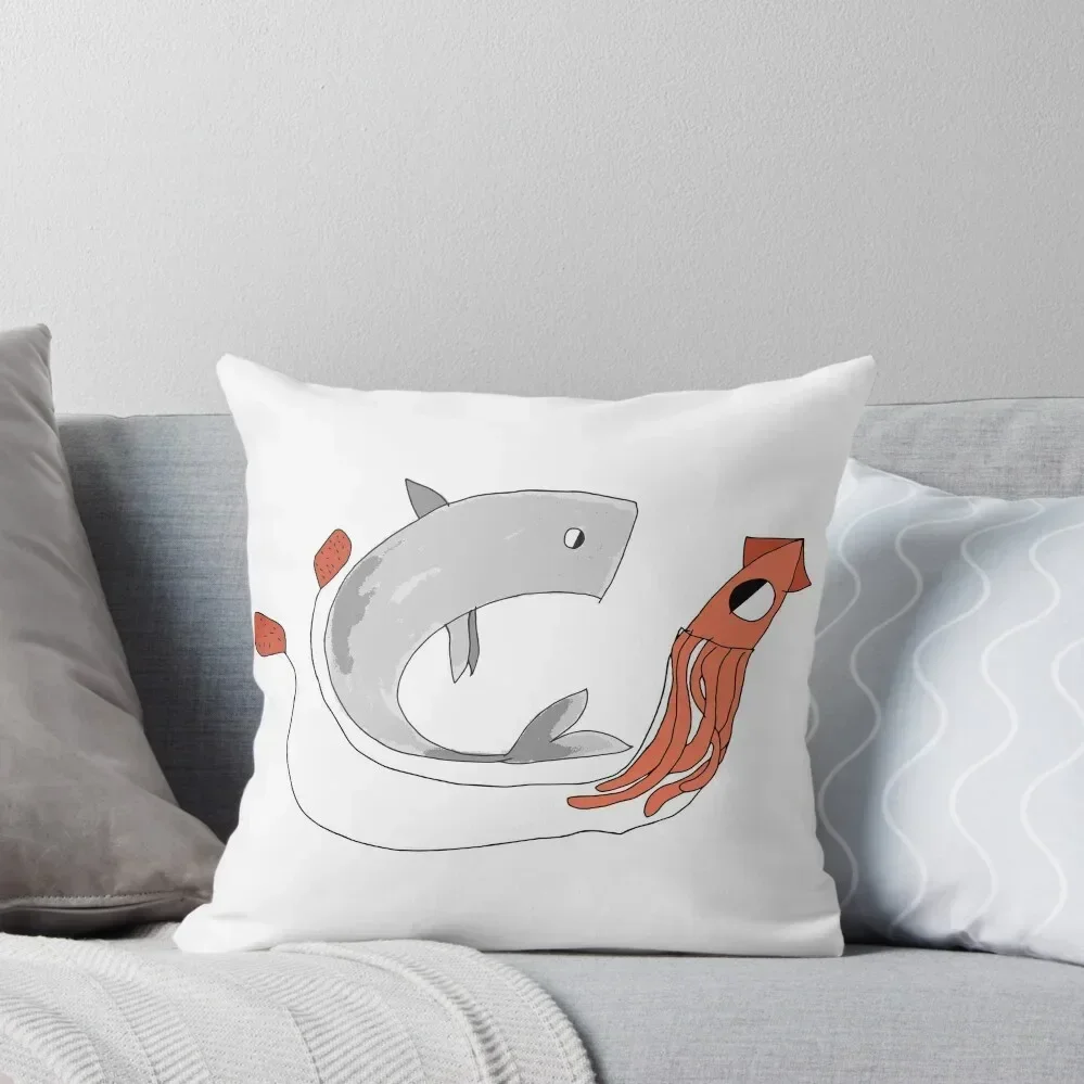 

Whale vs Squid Throw Pillow Decorative Pillow Covers For Sofa Sitting Cushion Decorative Cushions For Living Room pillow