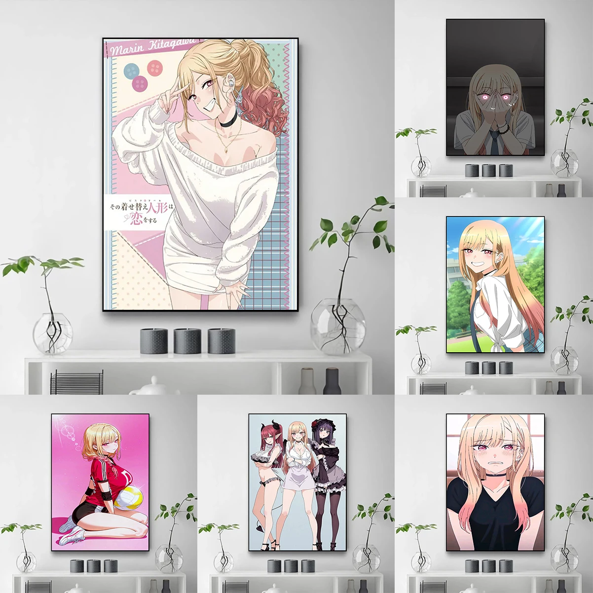 

Kawaii Anime Girl Kitagawa Marin Poster My Dress Up Darling Canvas Wall Art for Bedroom Decor Cute Decorative Painting for Home