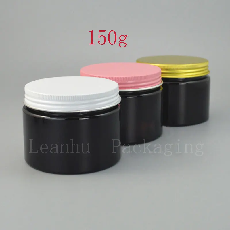 

150g X 24 Black Refillable Cream Jar Solid Perfumes Makeup Container Aluminum Screw Cap Homemade Beauty Skin Care Packing Bottle