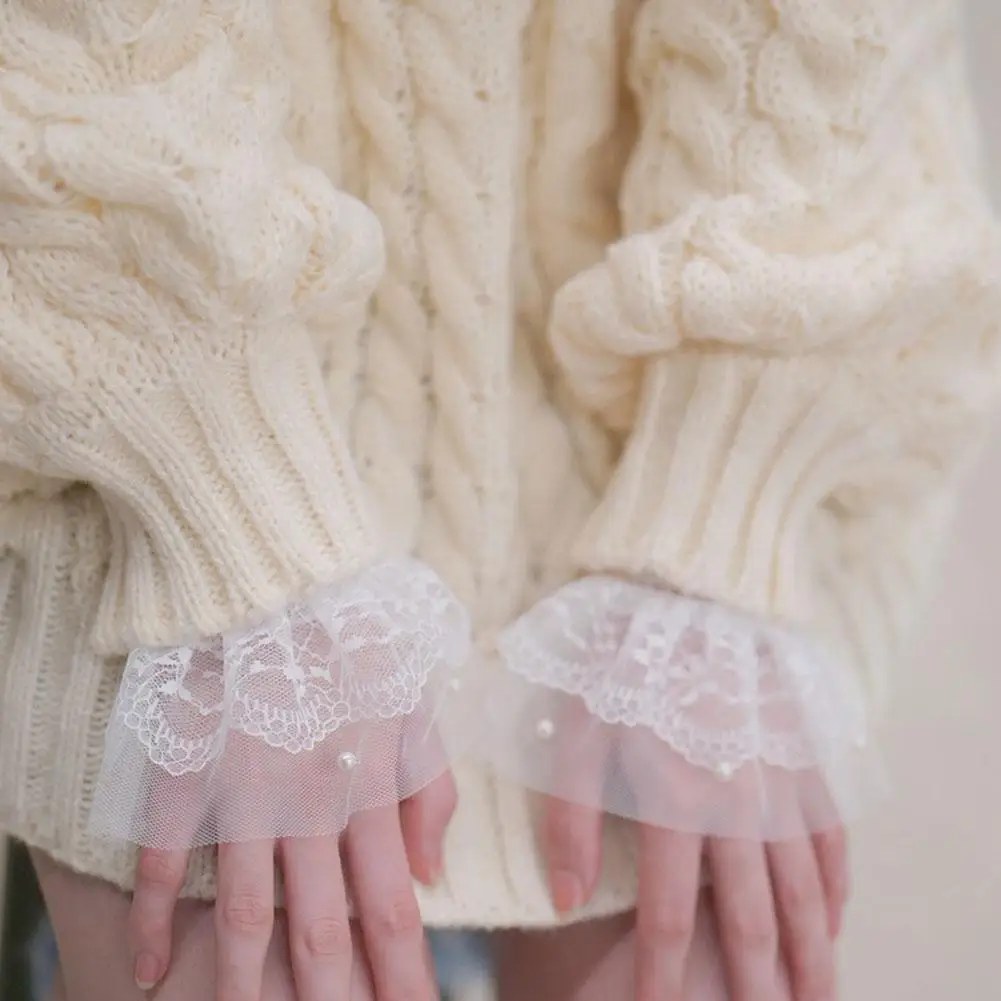 1 пара, съемные блестящие прозрачные черные и белые кружевные трубы