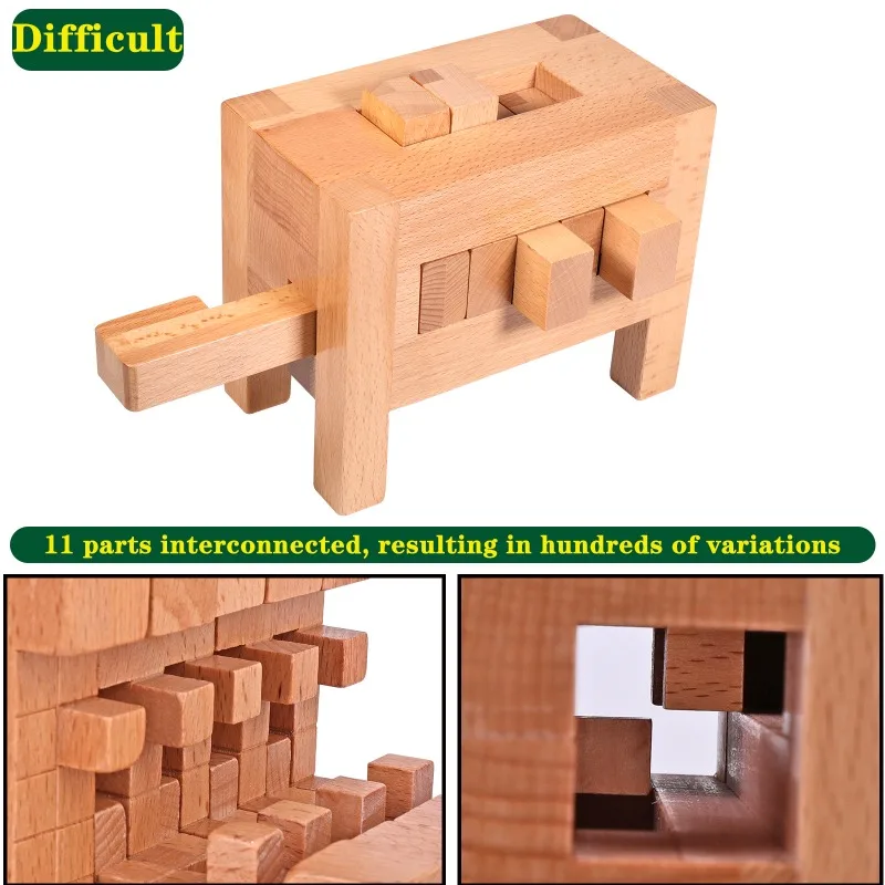 Wooden 3D Puzzles Nine Link Unlock Brain Educational Games Child Educational Toy Unlock Puzzle Toys Children Birthday Gifts