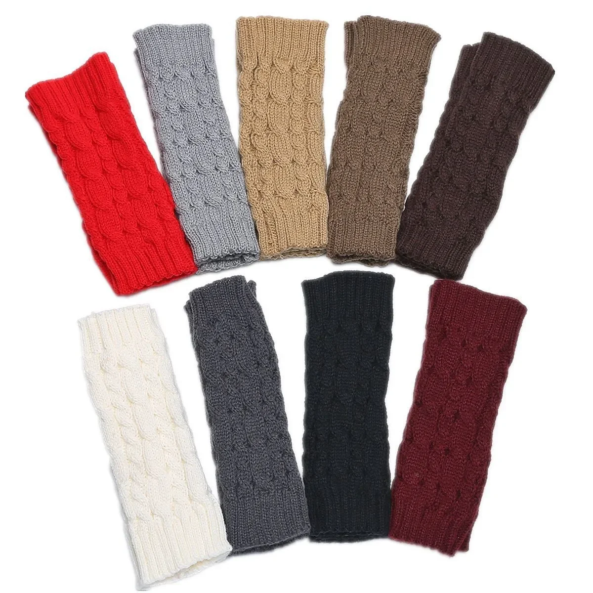 عنابي نصف اصبع قفازات الشتاء للنساء الرجال عيد الميلاد السنة الجديدة الشتاء لينة الدافئة قفازات الحياكة أصابع القفاز Guantes #6