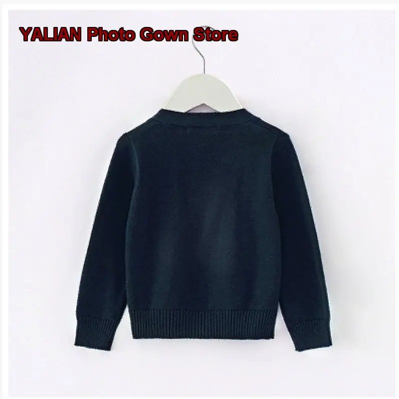 Chuhe Japanese Style Boys Girls Infant Pure Cotton Navy Blue Knit School Uniform Coat Kids