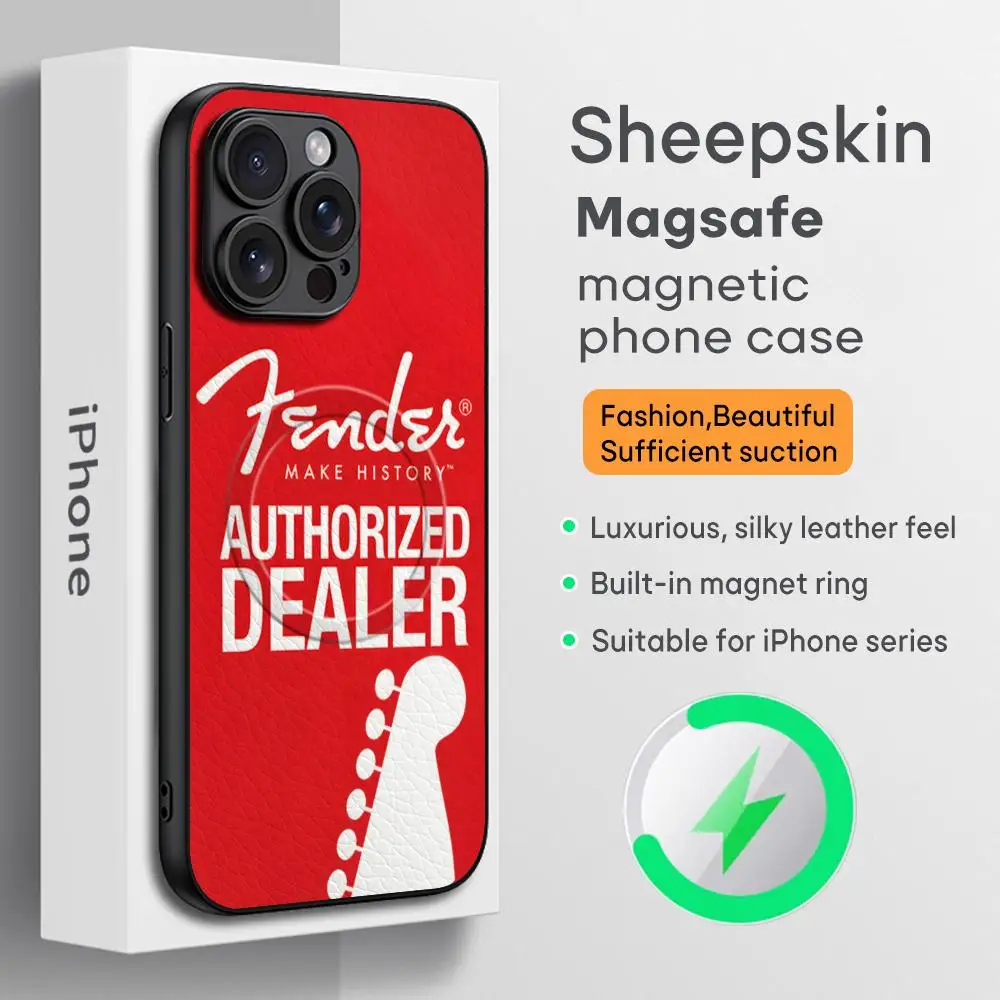 

Guitarra Ponto Fender Phone Case For iPhone 16 15 14 13 12 11 Plus Pro Max High-end Luxury Magsafe Sheepskin