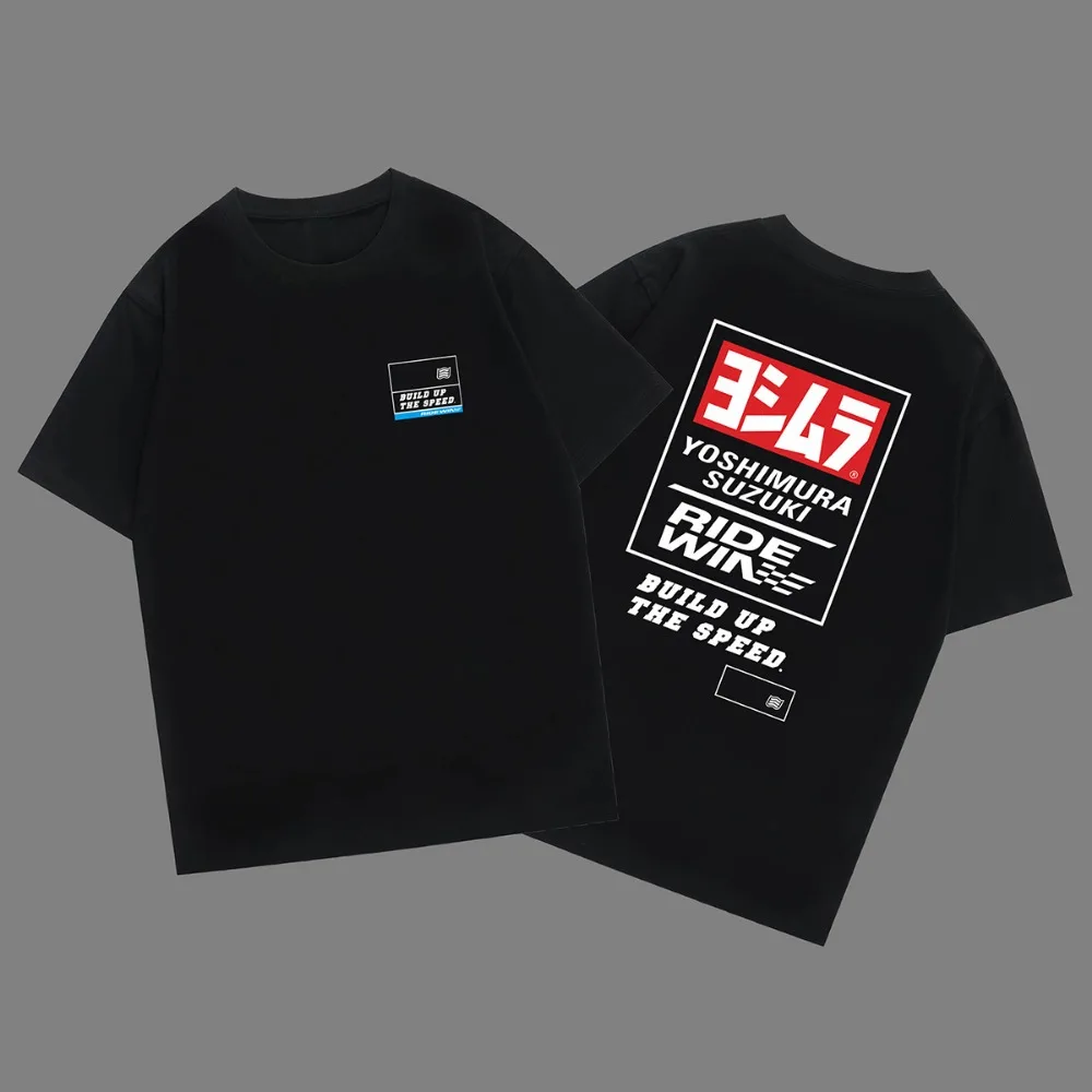 

Yoshimura Exhaust X HYOD Joint Locomotive Modification Factory Men and Women Loose Cotton Short Sleeve T-shirt Suzuki Motorcycle
