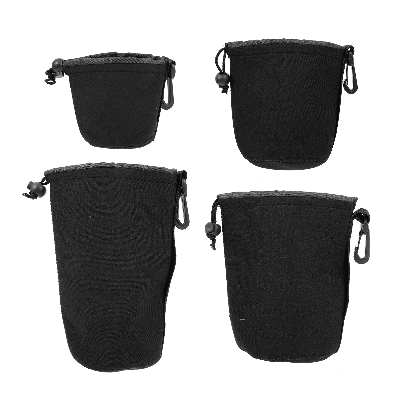

4Pcs Neoprene Camera Lens Protector Waterproof Case Pouch Belt Clip Hanging Holder Dust Proof Shock Resistant Camera Lens Bag