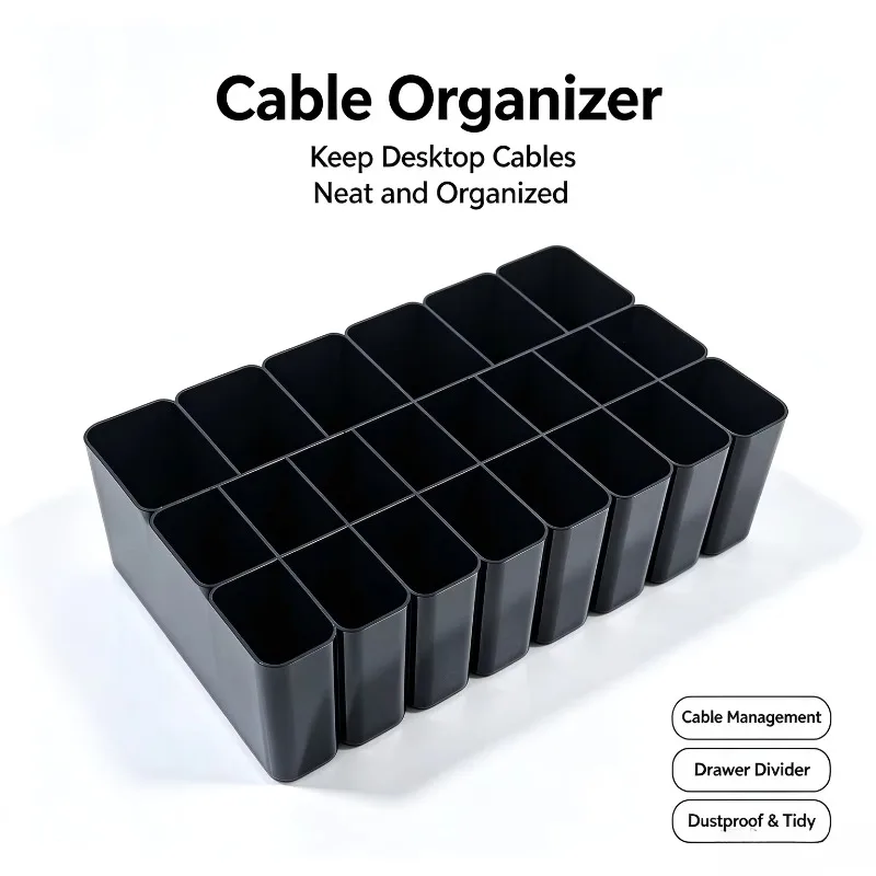 11/22 Slots Data Cable Storage Box, Desktop Multi-Grid Partition Organizer for Charger, Earphone & USB Cord