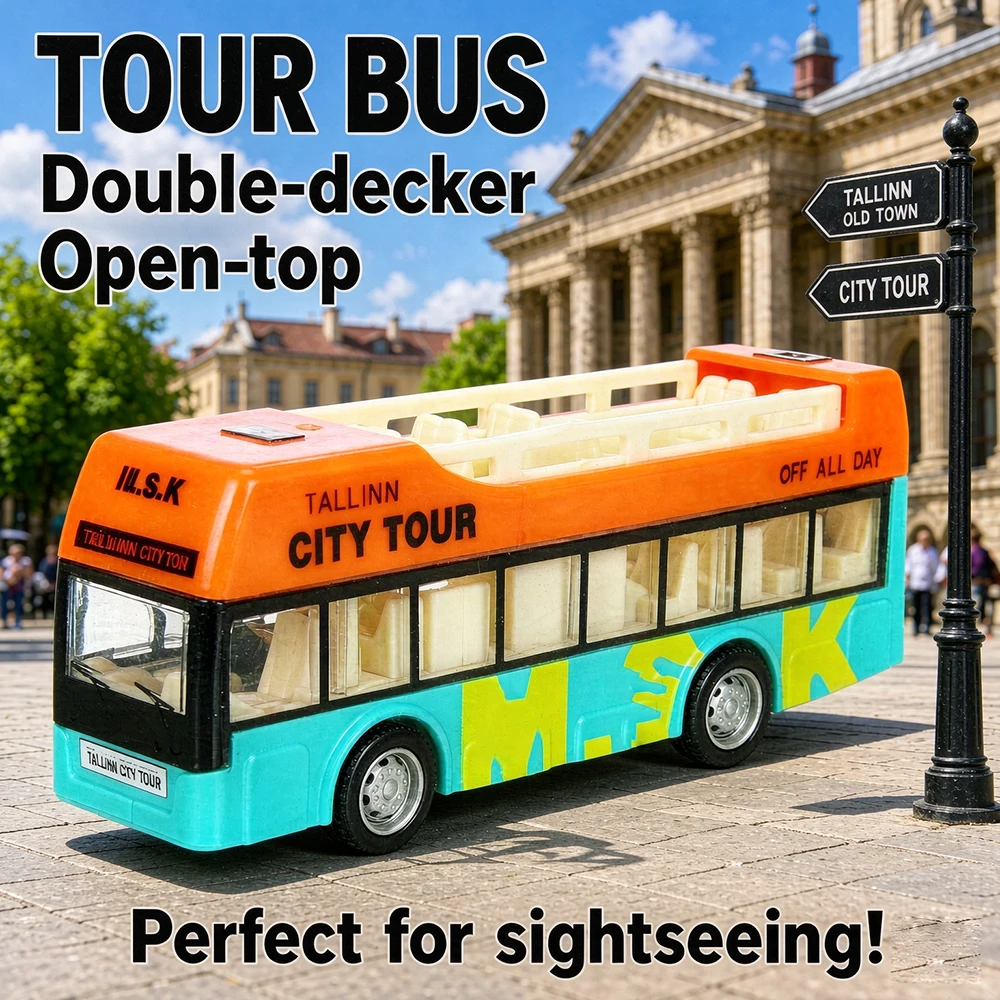 1:50 Diecast Bus Toy Set 4Pcs Pull Back Alloy City Bus School Bus Retro Bus Tour Bus Model Vehicle Collection Pull Back Toy Car