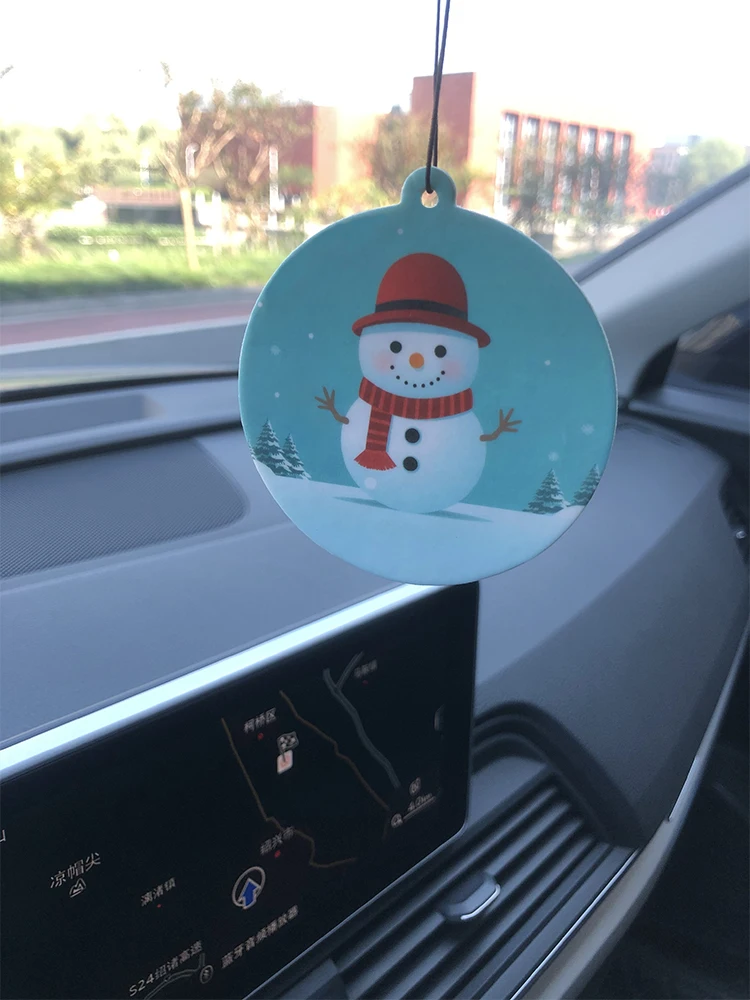 10pcs Santa Claus Car Air Freshener Car Perfume for Salon Car Hanging Snowman Air Fragrance Flavors for Cars Christmas Present