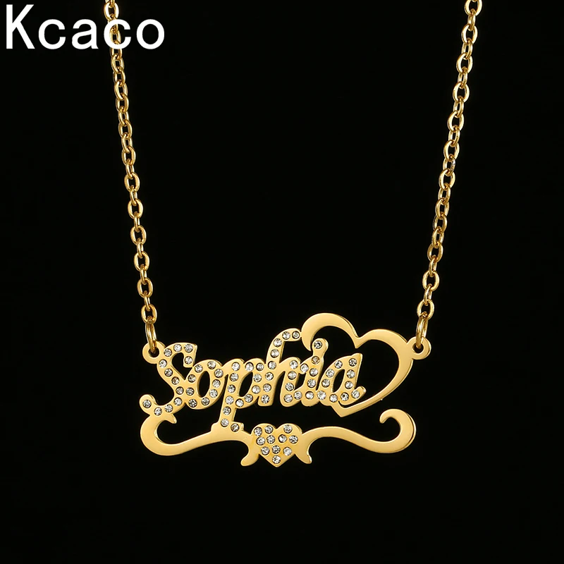 Custom Personalized Name Stainless Steel Necklaces Cubic Zircon Letters for Women Bling Pendant for Women Jewelry Dropshipping