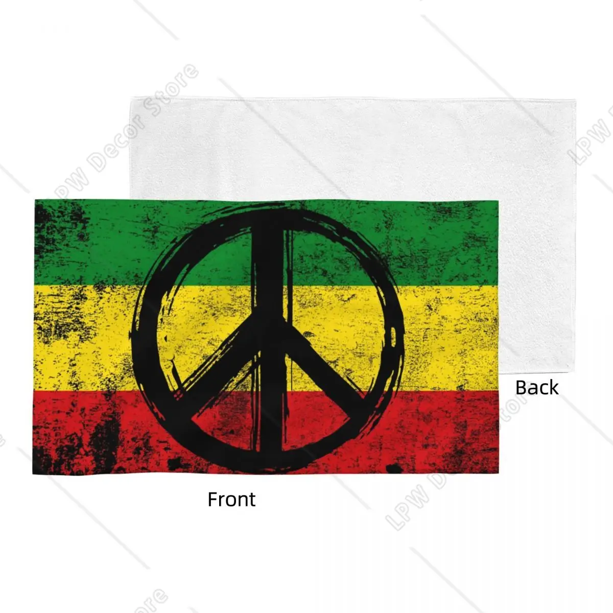 Rasta Flag With Peace Symbol Face Towel Custom Reggae Breathable Cotton Beach Towels