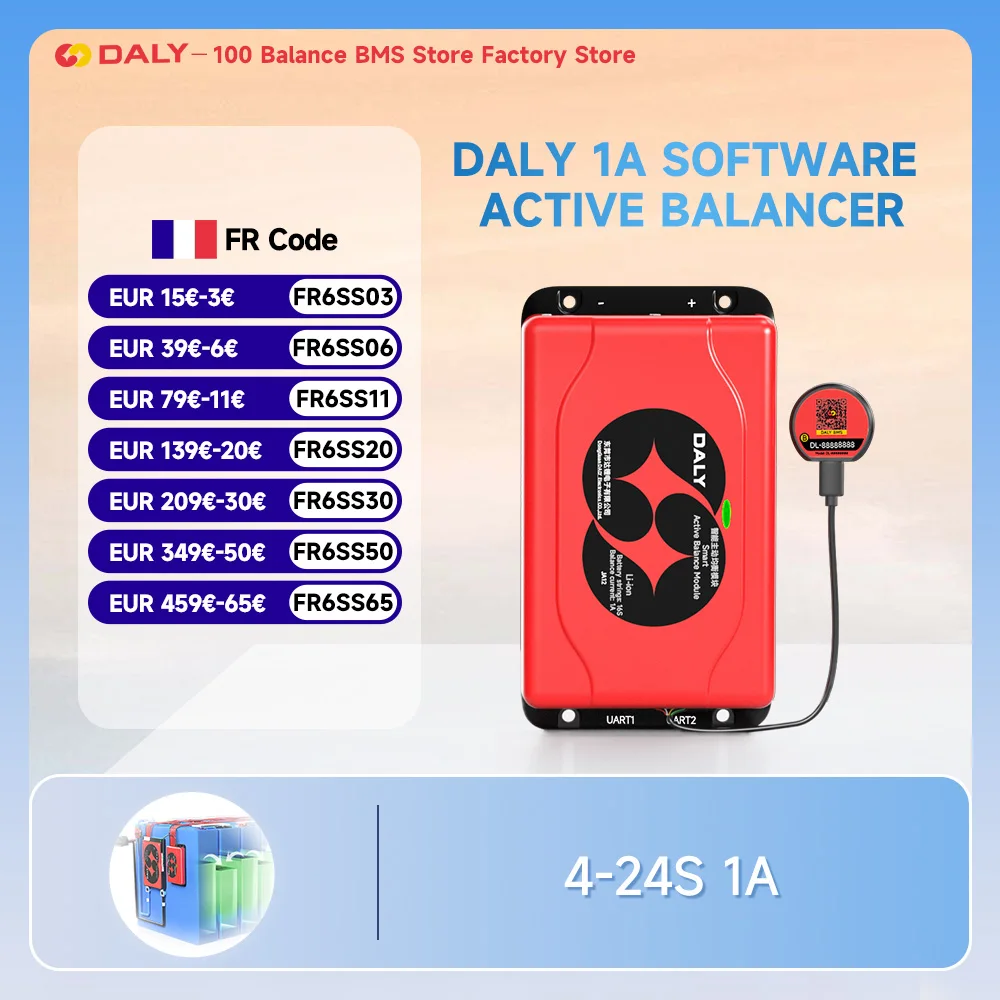 Égaliseur DALY software Active 1A avec Bluetooth UART 1A 4S 8S adapté aux batteries LI-ION Lifepo4 LTO