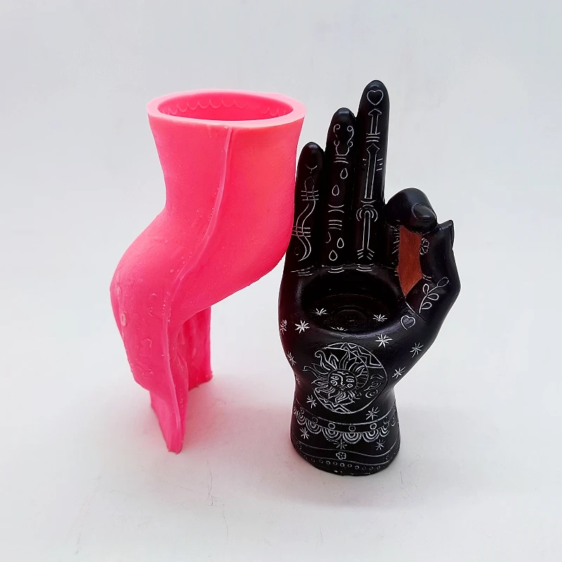 Silicone mold black retro religious bergamot candle holder DIY concrete resin gypsum mold production mold decoration tools