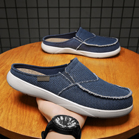 Canvas Slip On Half Shoes For Men 2022 Casual Slippers For Summer Free Shipping Breathable Lightweight Big Size 47 Zapatillas