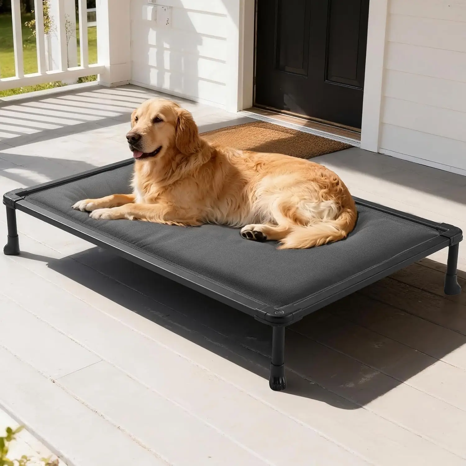 

Chew Proof Elevated Dog Bed, Indestructible Raised Cot, Orthopedic Platform with Soft Padded Mat, Waterproof Pet Cot for Indoor/Outdoor, 49-Inch Grey