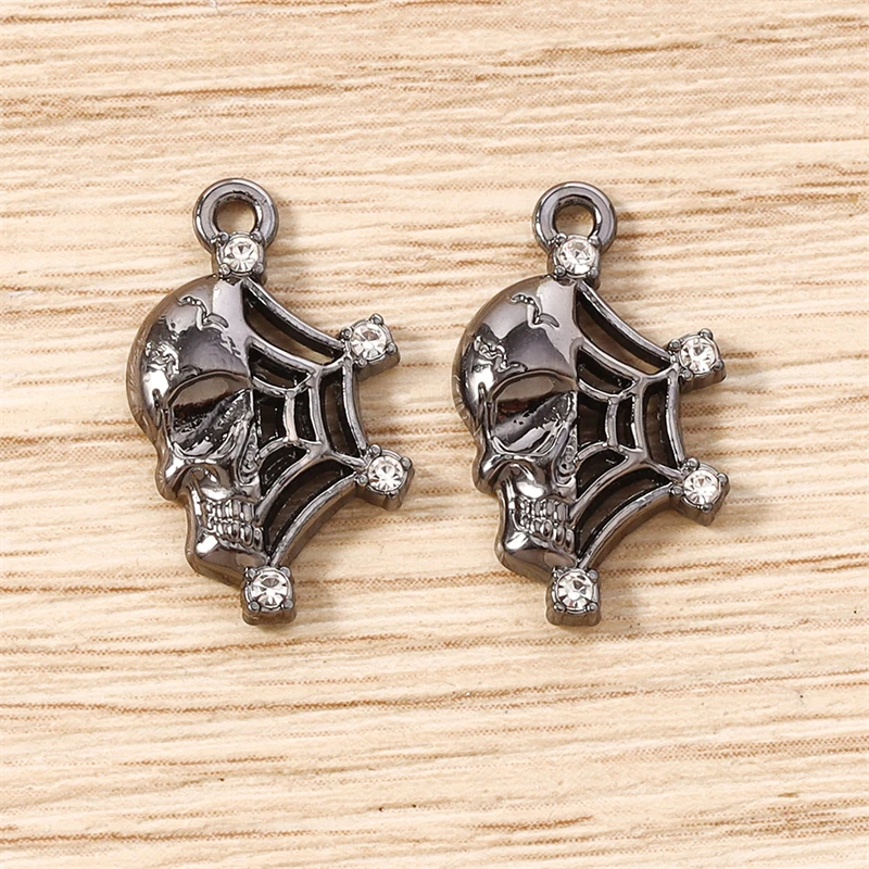 5 Stück 11x19mm Punk-Metall-Skelett-Spinnennetz-Anhänger für die Herstellung von Halsketten, Ohrringen, Armbändern, DIY-Bastelarbeiten und Schmuckzubehör – Detail 10