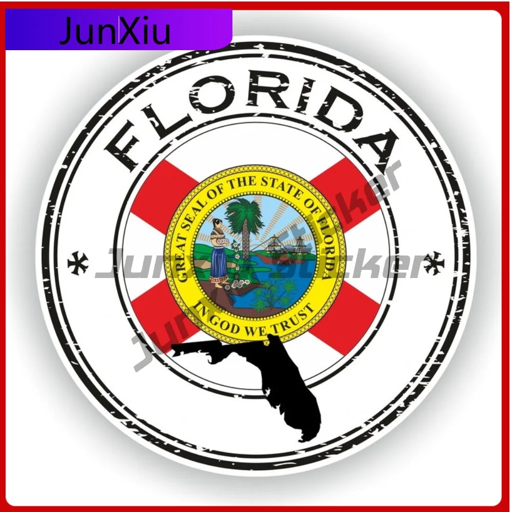 

Florida Seal Round Flag Stylish Exterior Vehicle Accent Suitable For Motorcycle Bicycle Helmet Surfaces With National