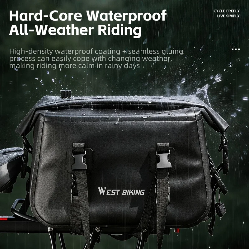 

WEST BIKING Bicycle Shelf Bag Expandable 30L Large Capacity Waterproof Rear Seat Pannier Bag Portable Shoulder Bag Bike Access