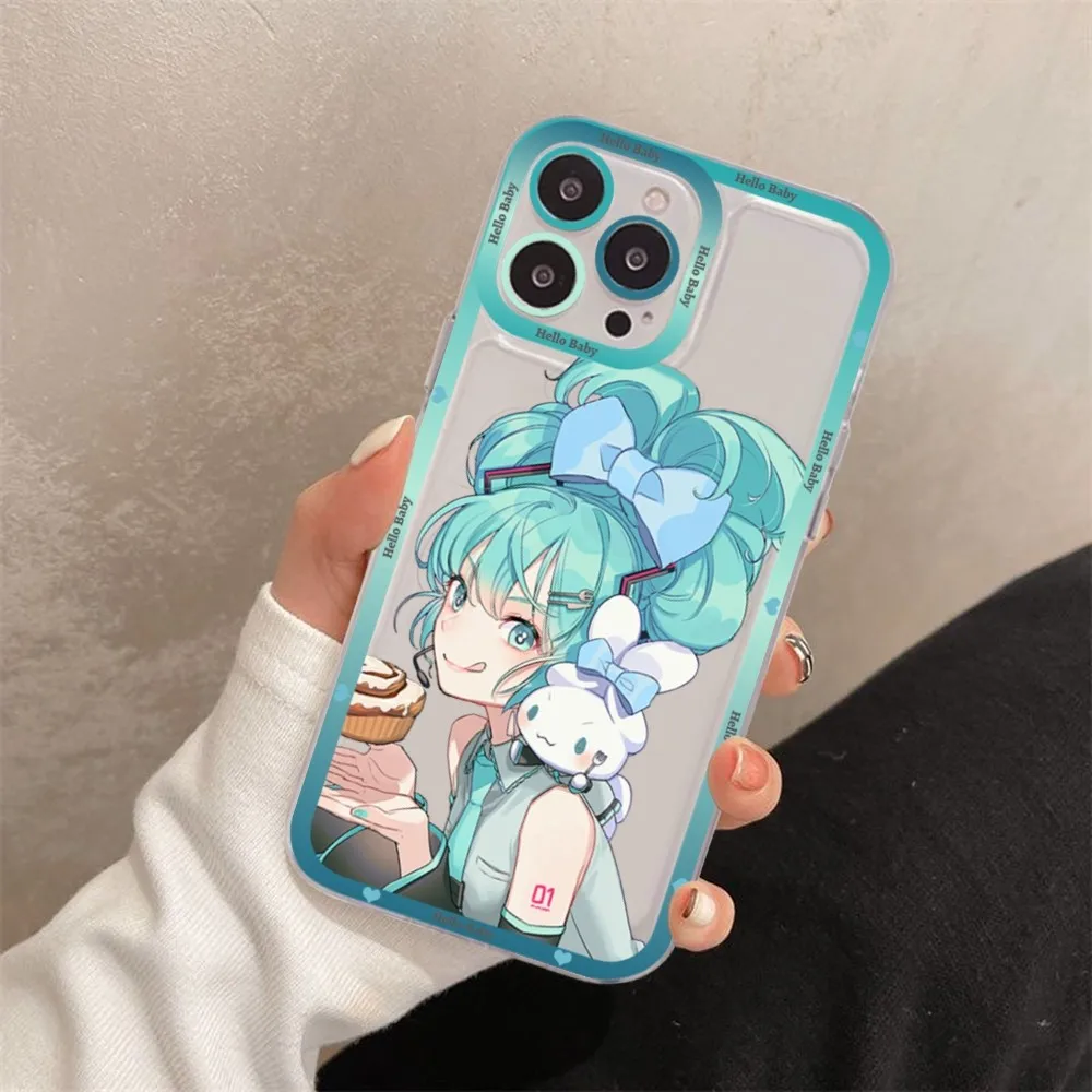 Amine H-Hatsunes-M-Miku girls Phone Case For iPhone 15 14 13 12 11 Pro Max XS X XR Mini Protective Cover