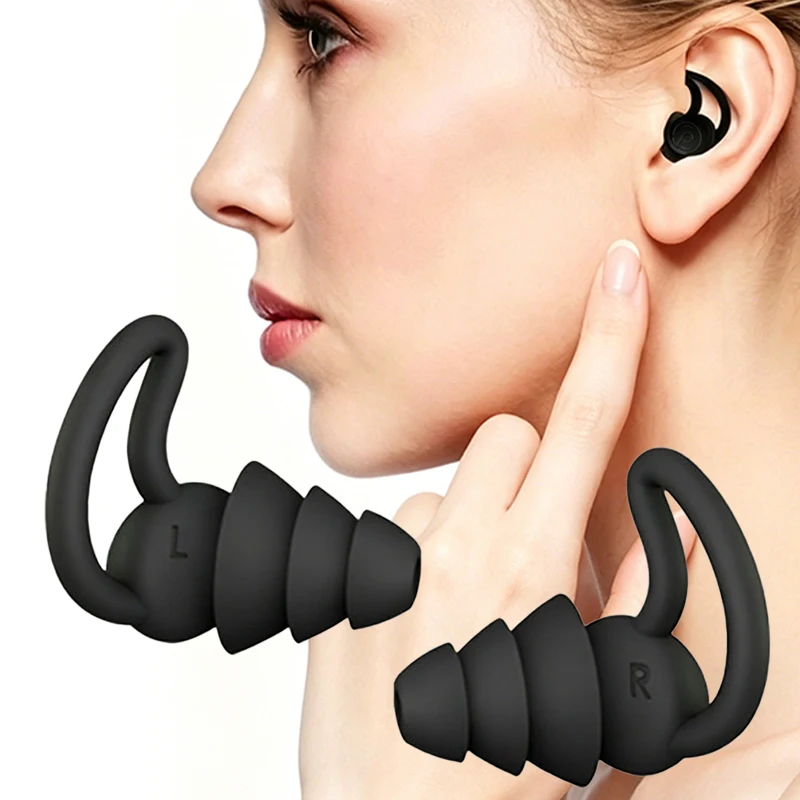 HK002-HUAK 3 Layer Ear Plugs For Sleep Silicone Noise Cancelling Hearing Protection, Soft Reusable Ear Plugs for SleepSwim