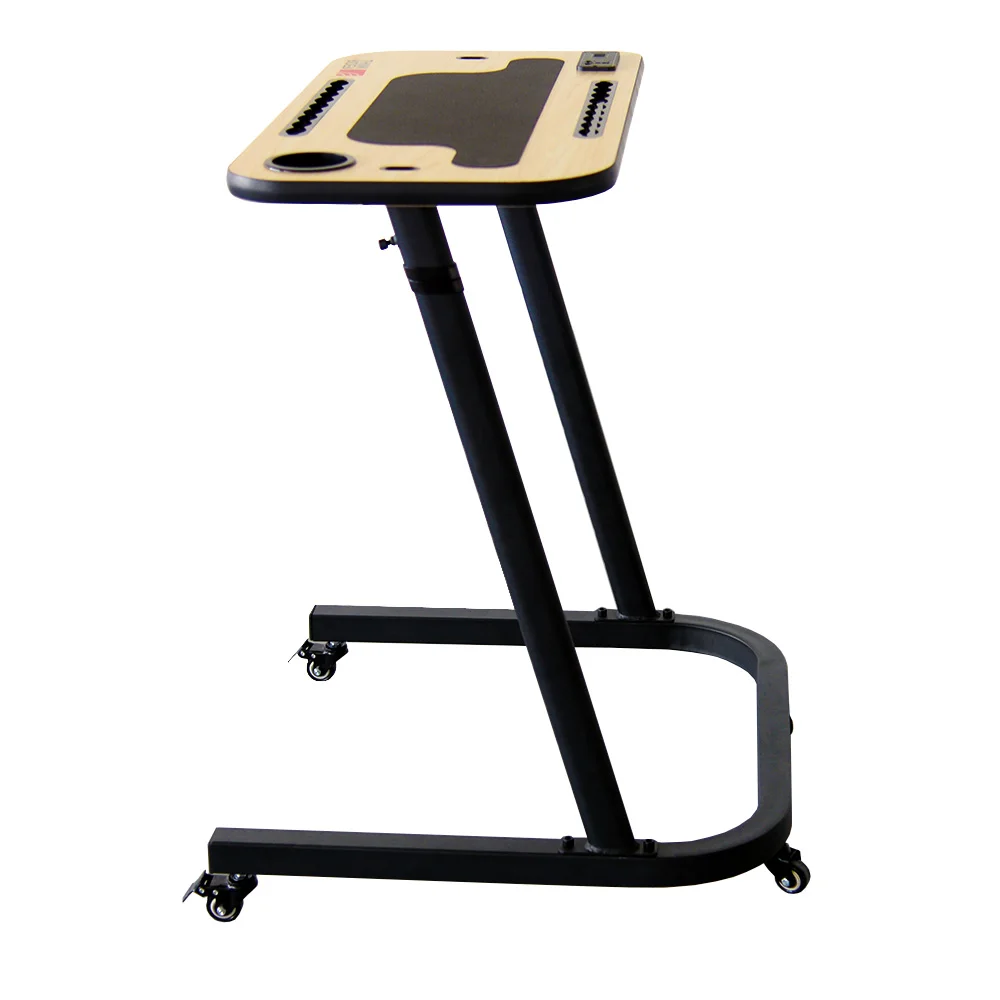Bike Trainer Table Desk with USB/AC Socket Height Adjustable Turbo Cycle Trainer Table Desk with Wheels for Ipad/PC