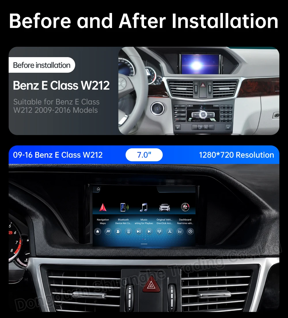 Android 16 For Benz E Class W212 2010 - 2016 Wireless Auto Carplay Video Radio Player GPS Navigation QLED Touch Screen 4G Wifi