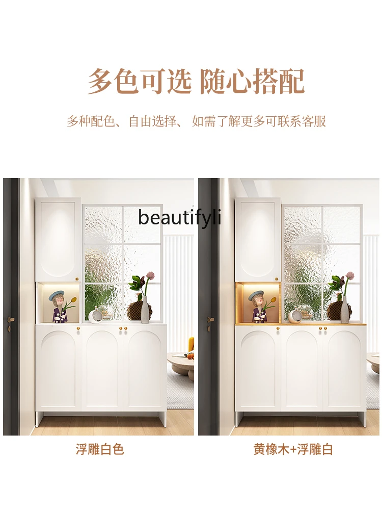 Entrance Cabinet French Cream Style Double-Sided Shoe   Modern Screen Living Room Partition Storage Cabinet Porch Cabinet