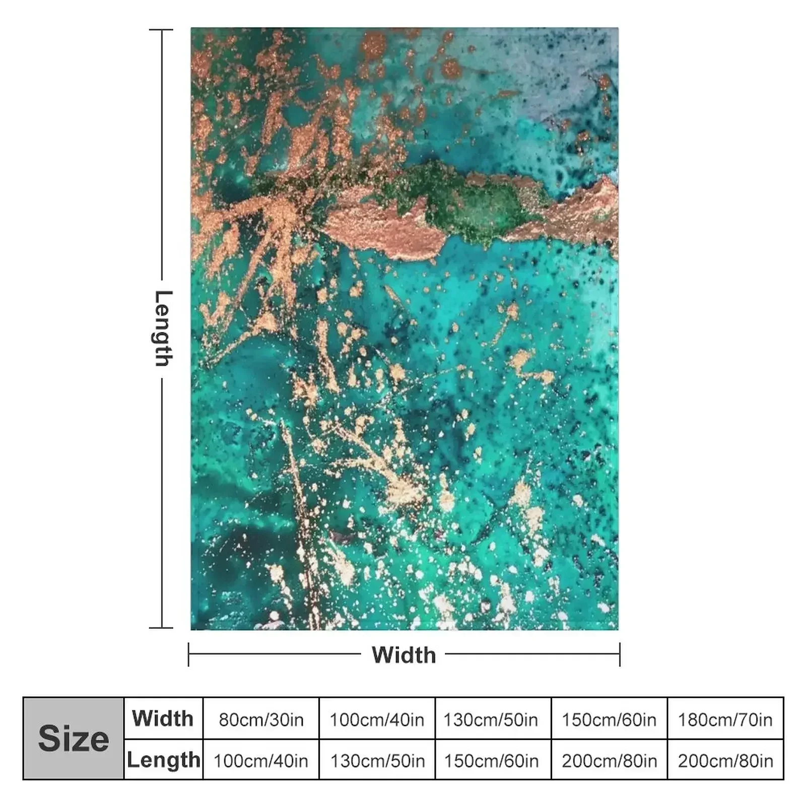 Universe Birth, Aqua and Copper Abstract Throw Blanket Comforter Single Bed Fashionable warm for winter Blankets