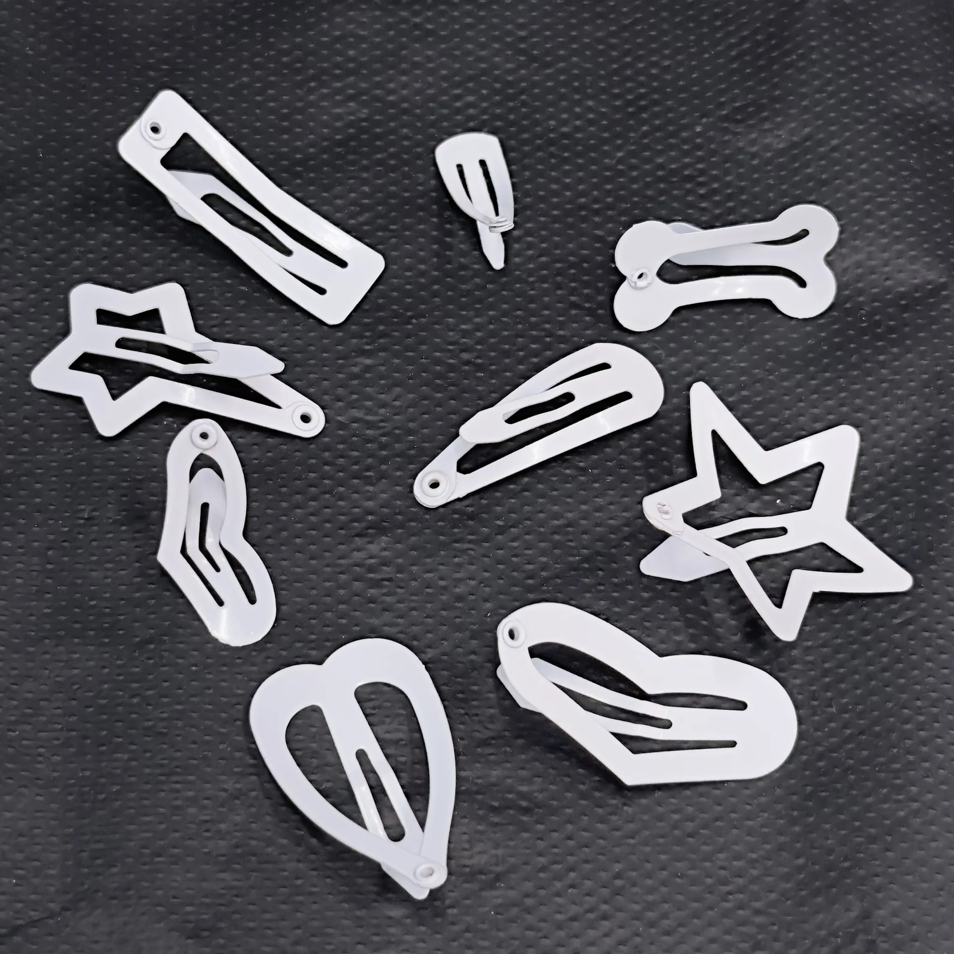 50PCS 2.5cm 3cm Mini White Star Heart Hair Clips Metal Geometric Hairpins For Nurses Hairgrips Side Hair Slide