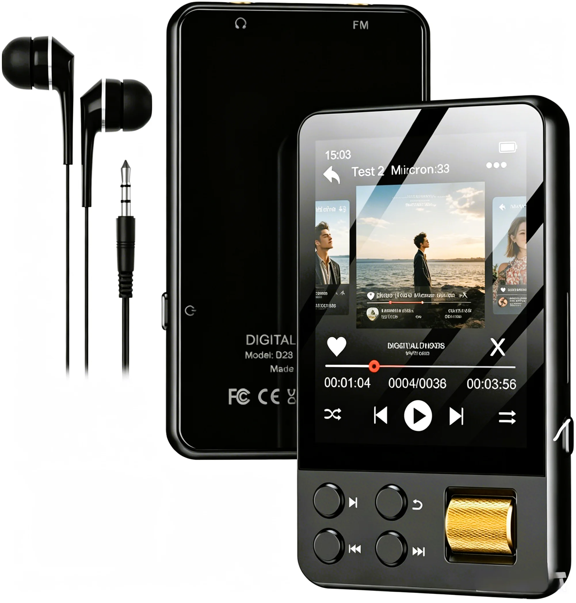64GB Bluetooth MP3 Player, 2.4" Touch Screen Portable HiFi Music Player with Built-in Speaker, TF Card Expandable to 512GB