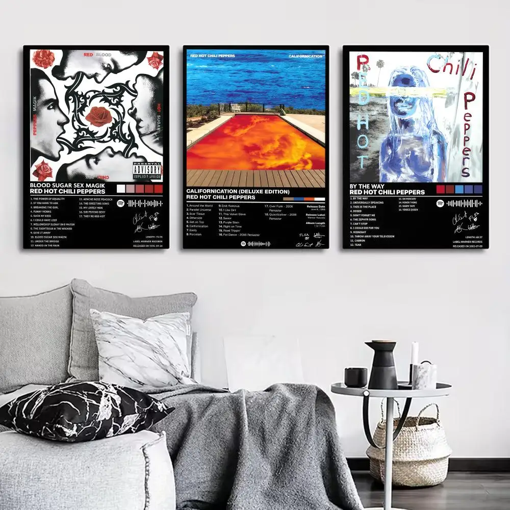 R-Red Hot C-Chili Peppers Poster for Living Room, Bedroom, Office, or Bar, Frameless, Indoor Use, Bedroom Wall Art.