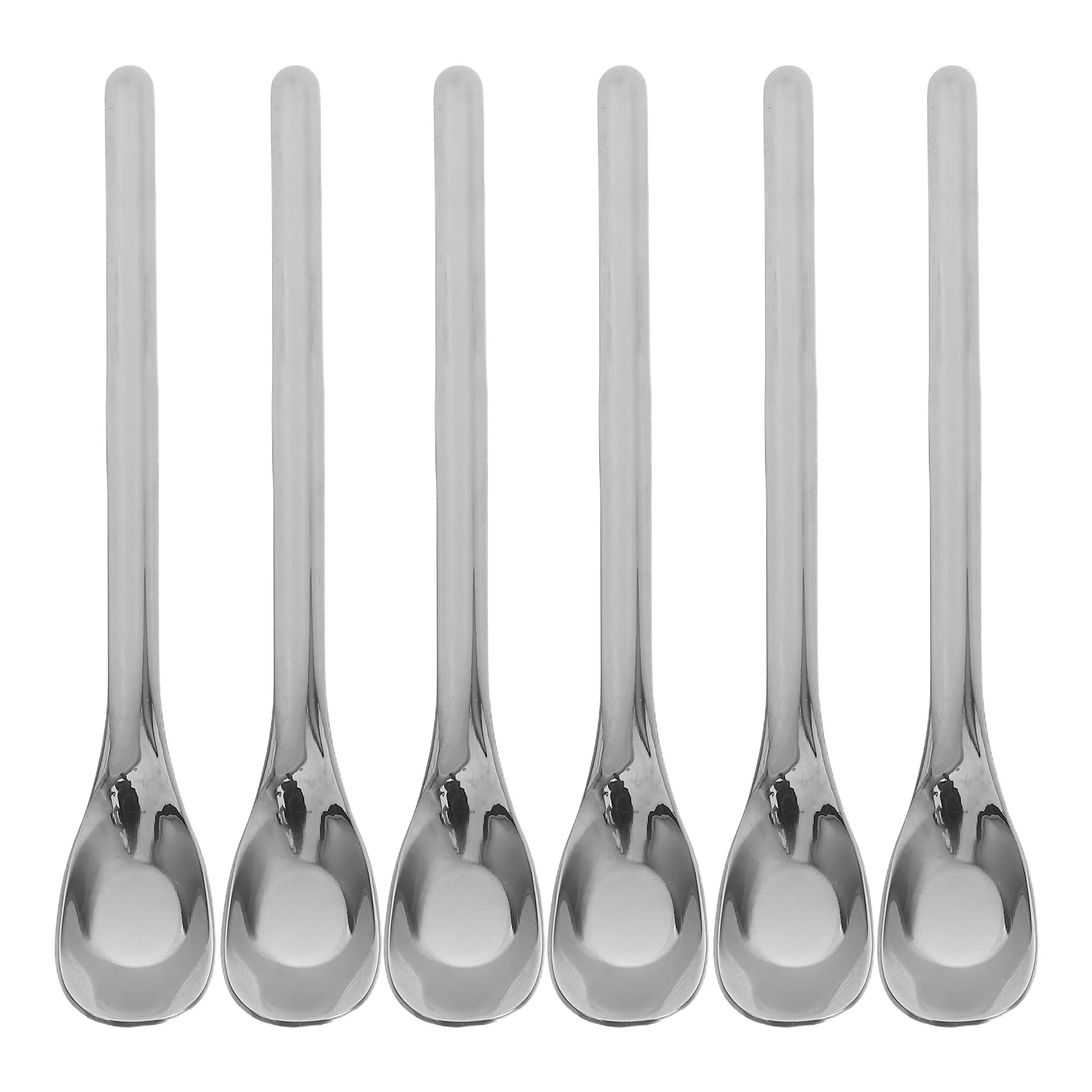 

6 PCS Long-handled Honey Seasoning Spoon Coffee Stirring Spoons Comdiment Dessert Ice Silver Loose Tea Scoop Measuring Child